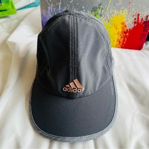 Adidas gray with pink logo, women's superlite cap.